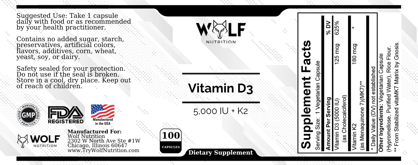 Vitamin D3 + K2 - 5000 IU
