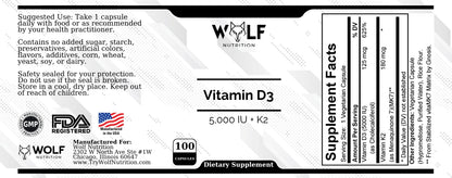 Vitamin D3 + K2 - 5000 IU