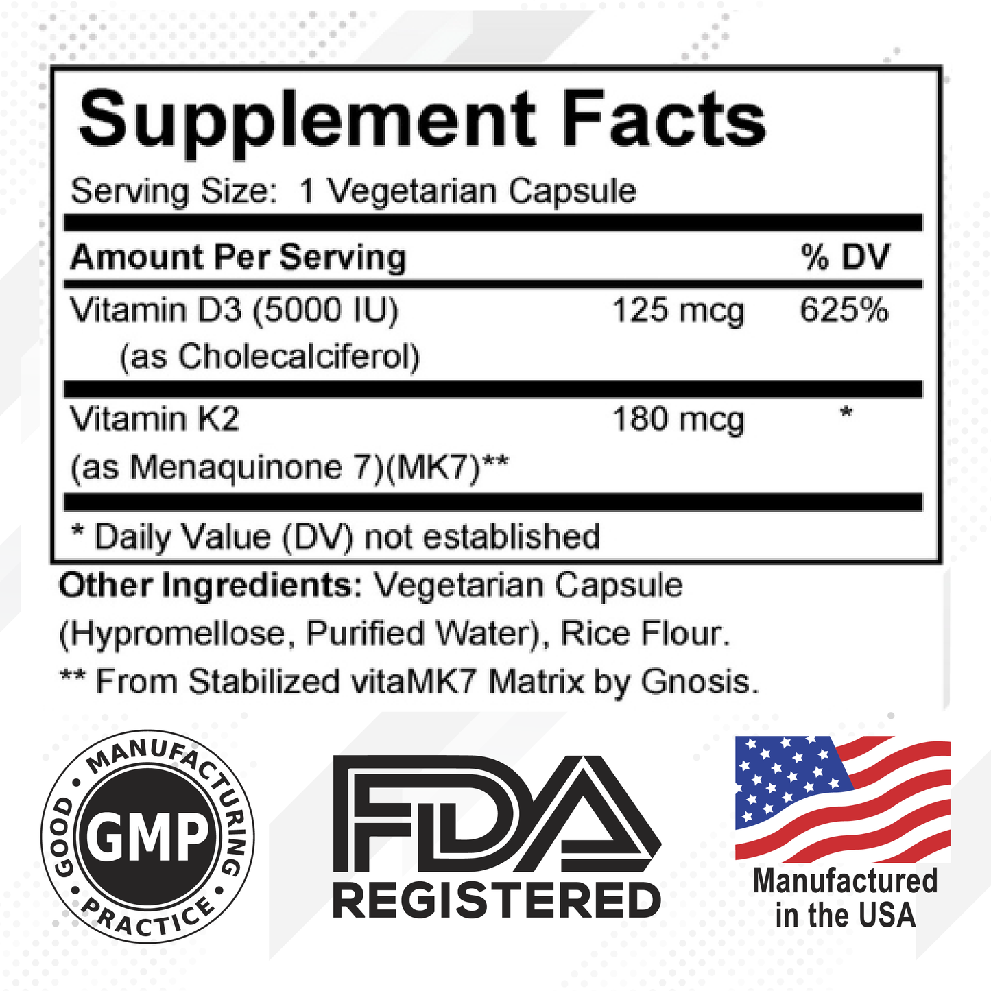 Vitamin D3 + K2 - 5000 IU